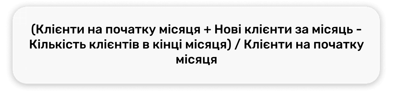 Формула підрахунку витоку клієнтів